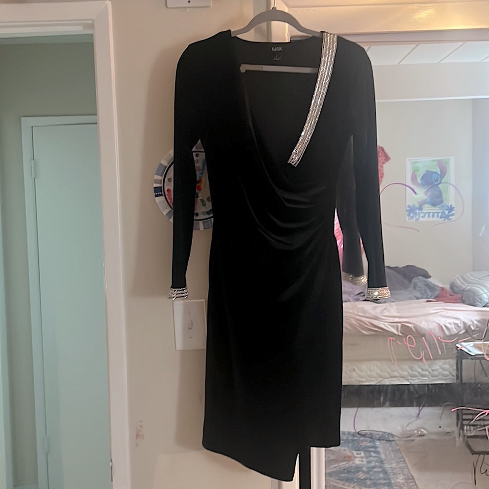 Black (small) MSK dress with silver bead lining